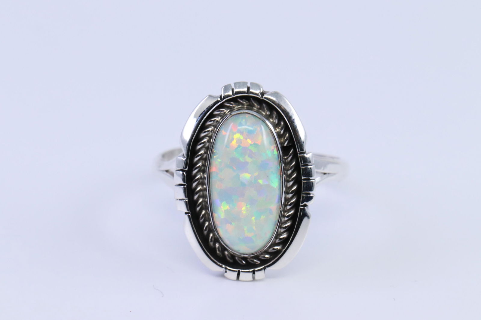 Navajo sterling silver opal ring (1 of 3)