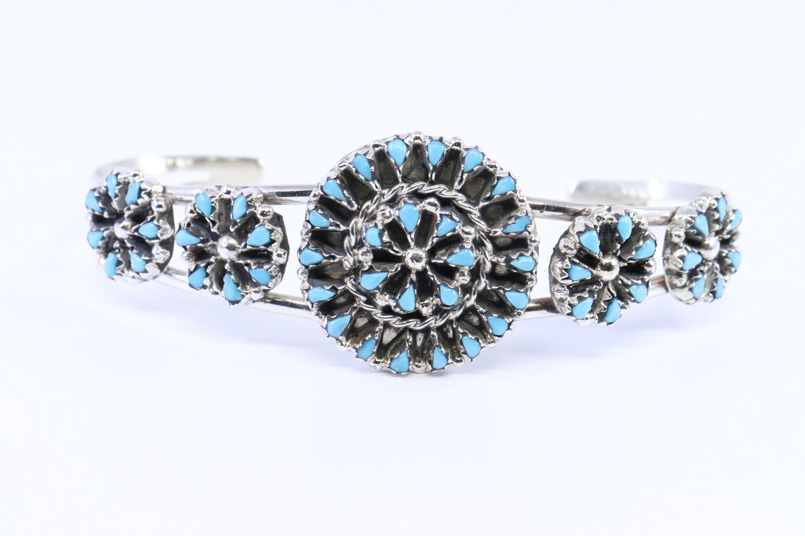 Zuni Sterling Silver Turquoise Bracelet (1 of 4)