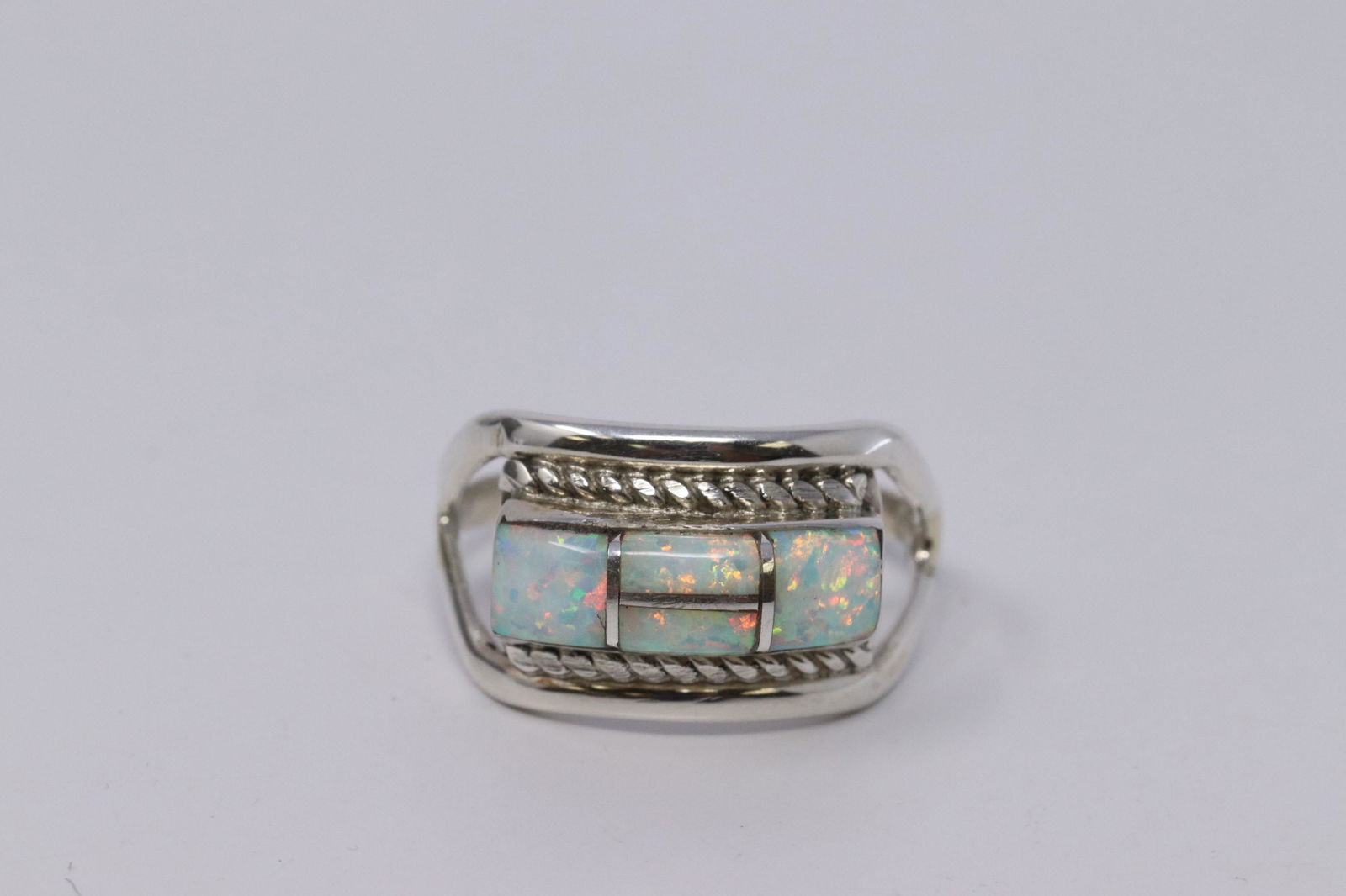 Navajo Sterling Silver Opal Ring. (1 of 3)