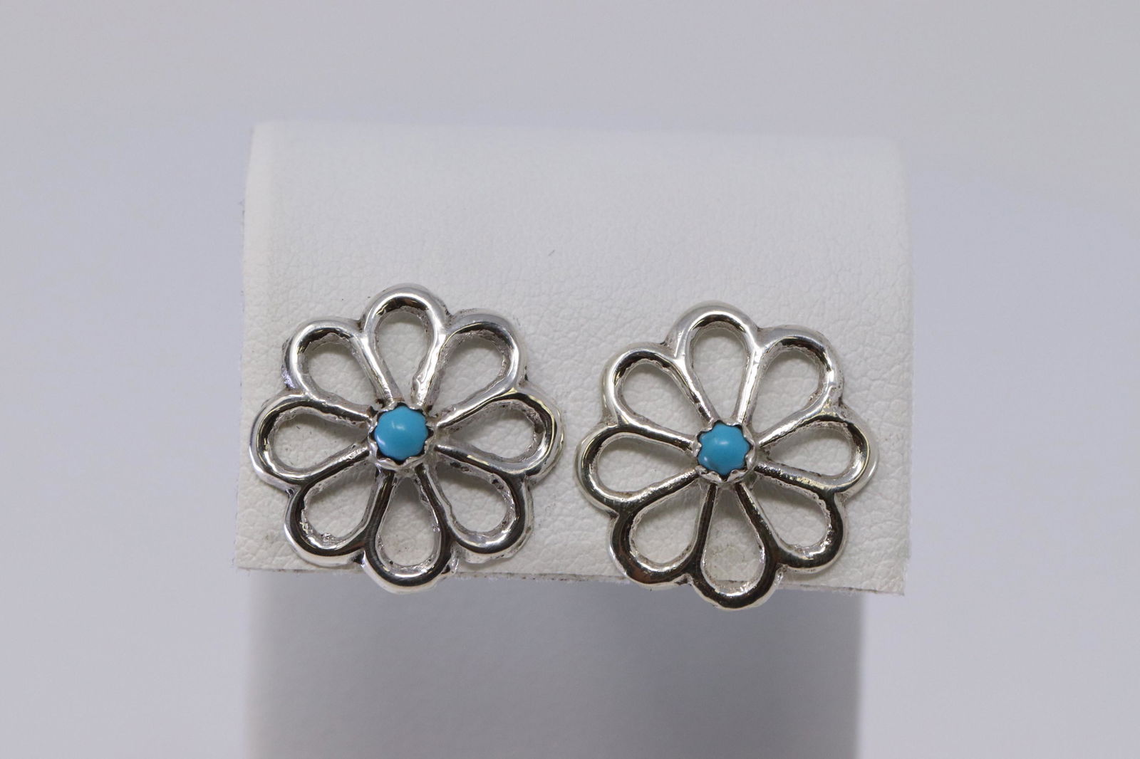 Navajo Sterling Silver Turquoise Earrings. (1 of 2)