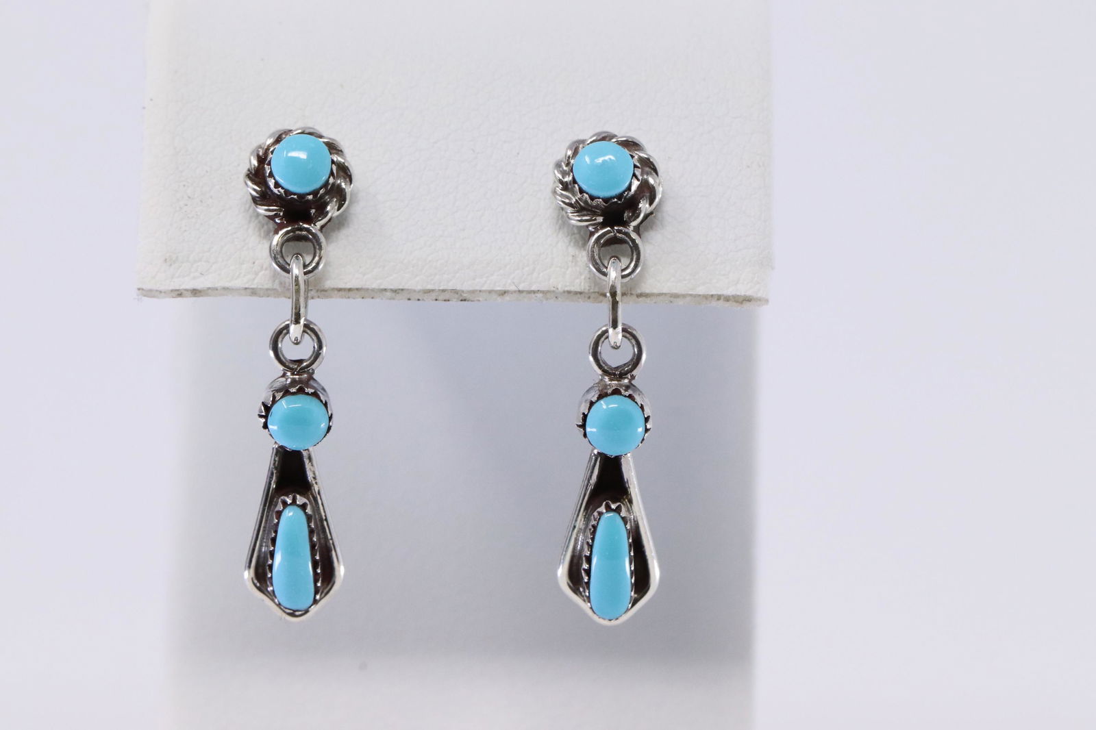 Ladies Zuni Sterling Silver turquoise Earrings. (1 of 5)