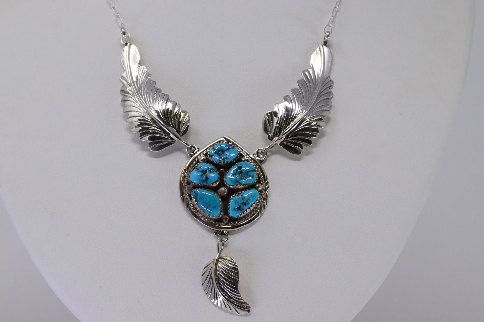 Navajo Sterling Silver Turquoise Necklace (1 of 4)