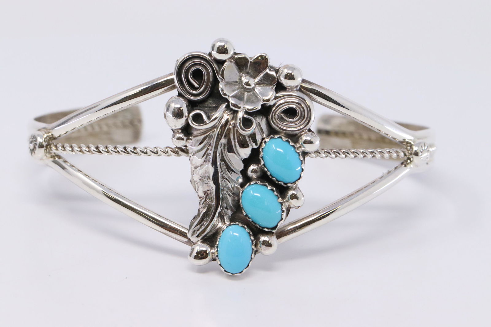 Sterling Silver Navajo Turquoise bangle (1 of 4)
