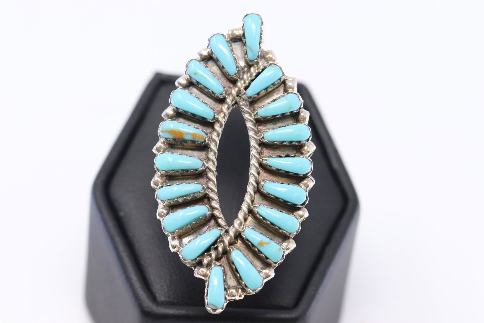 Navajo Handmade Sterling Silver Turquoise Cluster Ring (1 of 3)