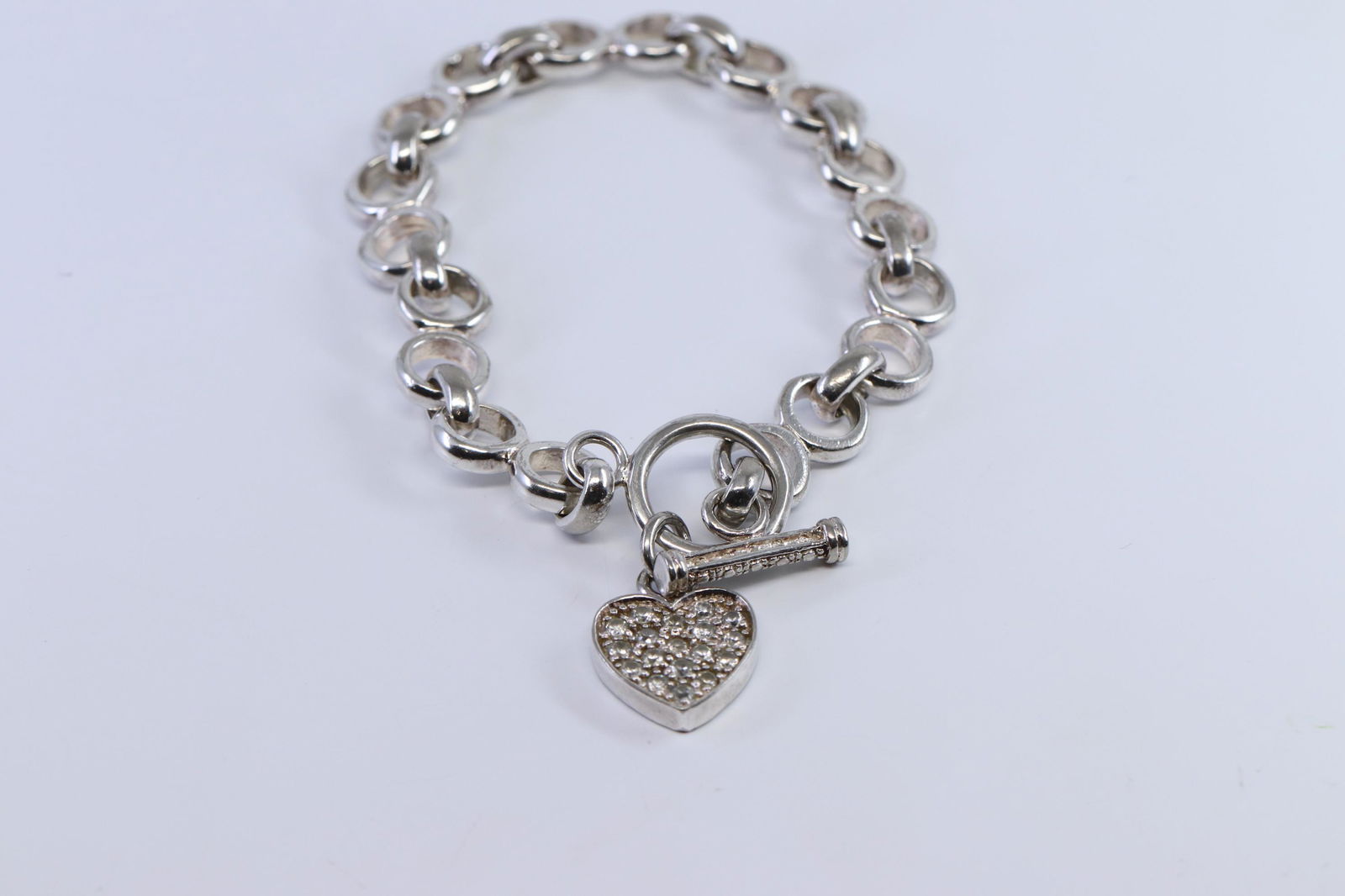 Ladies 925 Silver Heart Charm Bracelet (1 of 3)