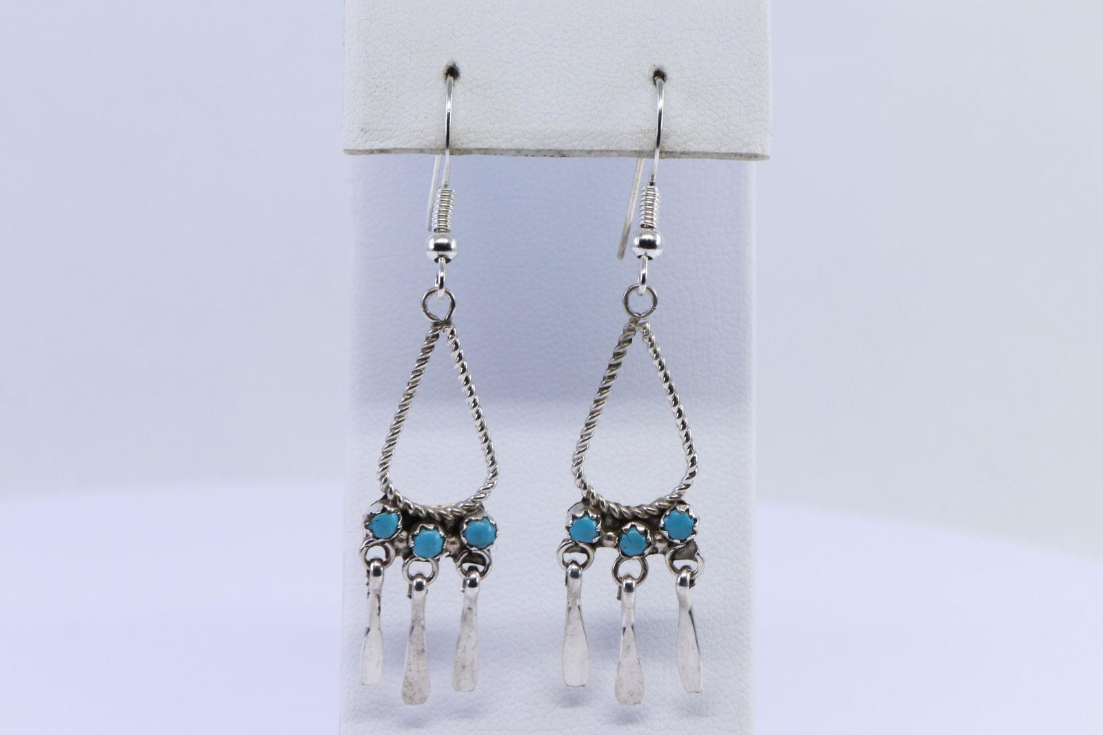Sterling silver dangle earring with three 3mm (1 of 3)
