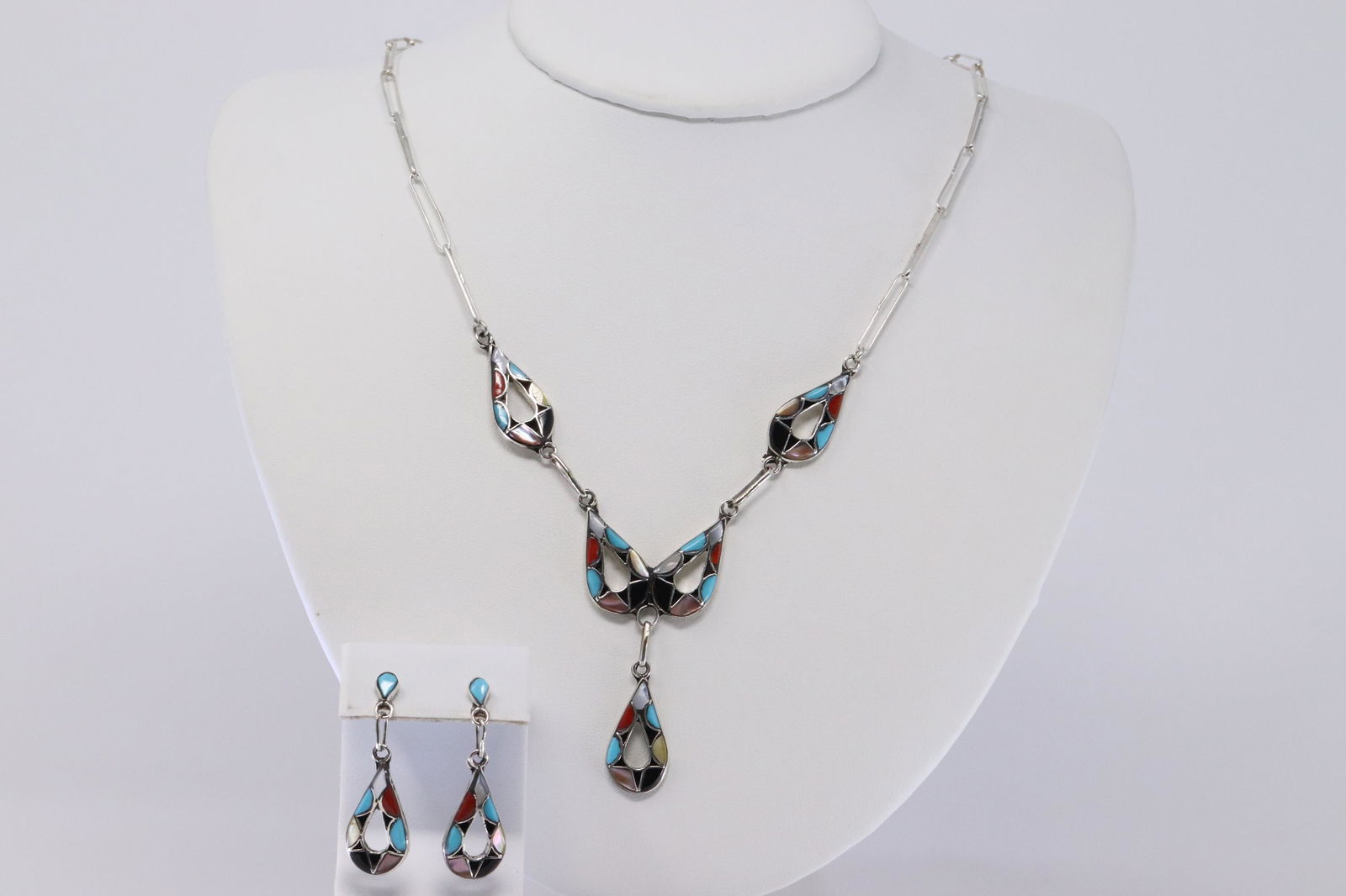 Zuni Signed ELB Zuni Sterling Silver Inlay Turquoise (1 of 4)