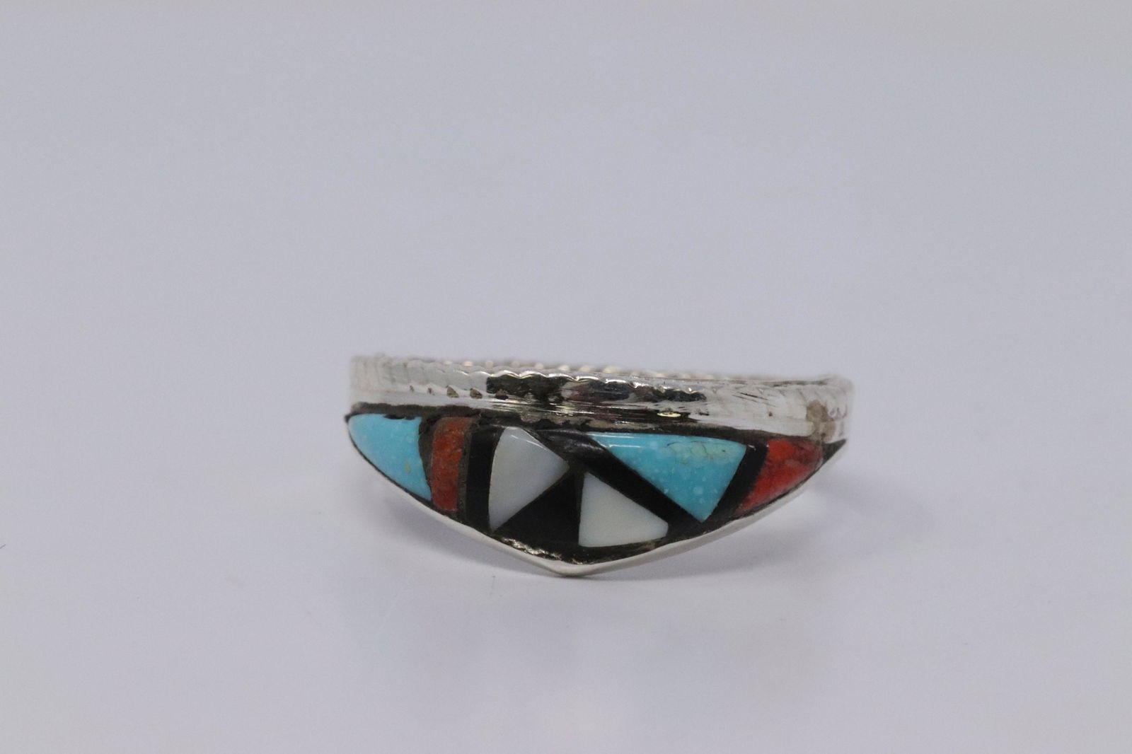 J.R.B Zuni 925 Sterling Silver Turquoise Coral & Mother (1 of 4)