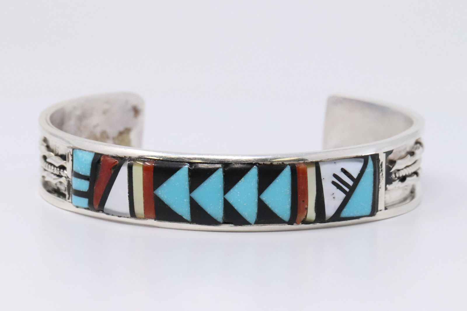 Zuni Handmade Sterling Silver Multi-stone Raised Inlay (1 of 4)