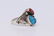 Navajo Mens Turquoise & Red Coral B L Ring. - 3