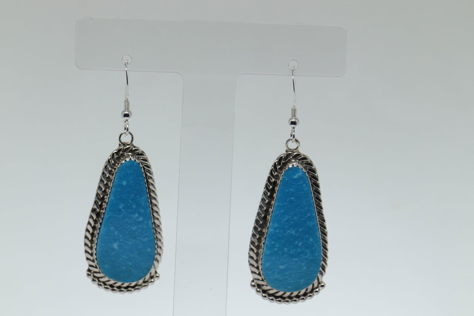 Navajo Sterling Silver Handmade Turquoise Hook Earrings (1 of 6)