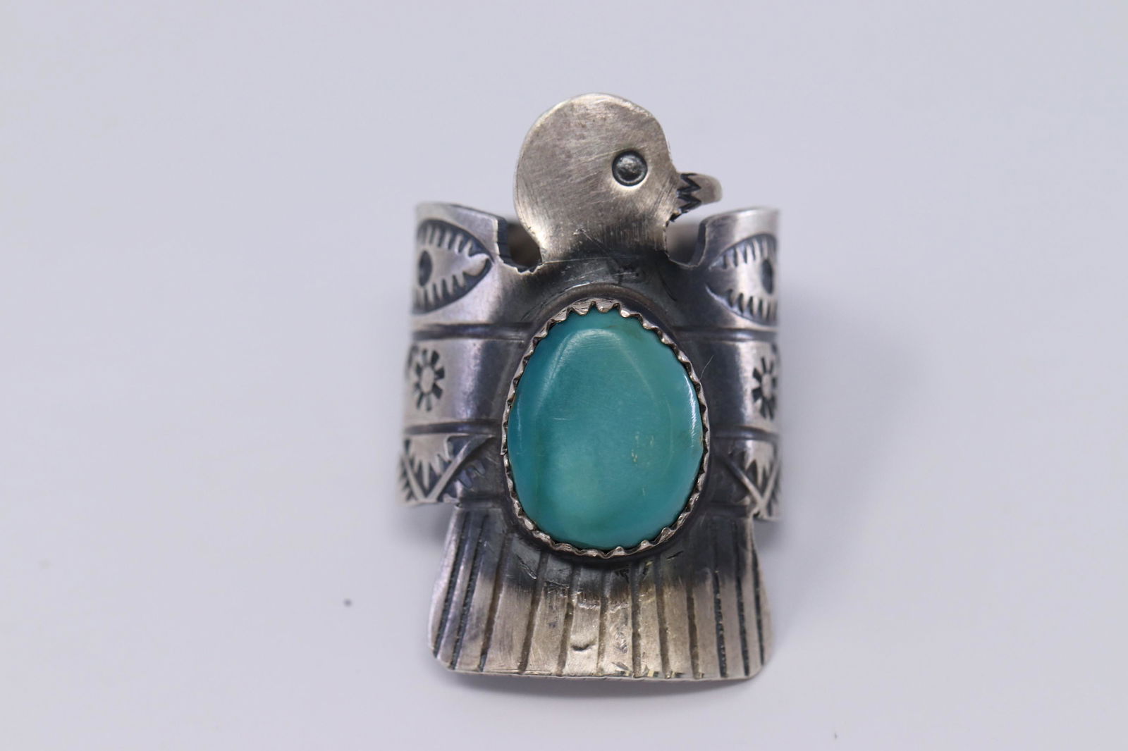 Native American Navajo Handmade Thunder Bird Turquoise (1 of 3)