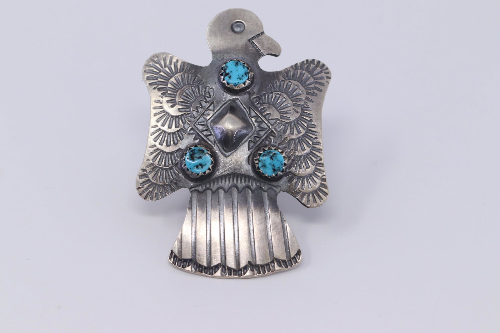 Native American Sterling Silver Thunder Bird Turquoise: This is a Native American Sterling Silver Thunder Bird Turquoise Ring by Tim Yazzie. Ring size is 7.00. REF:I340T612