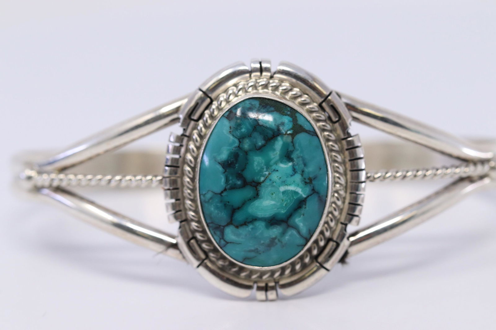 Navajo Dave Skeets Thunder Mt. Turquoise Sterling (1 of 3)