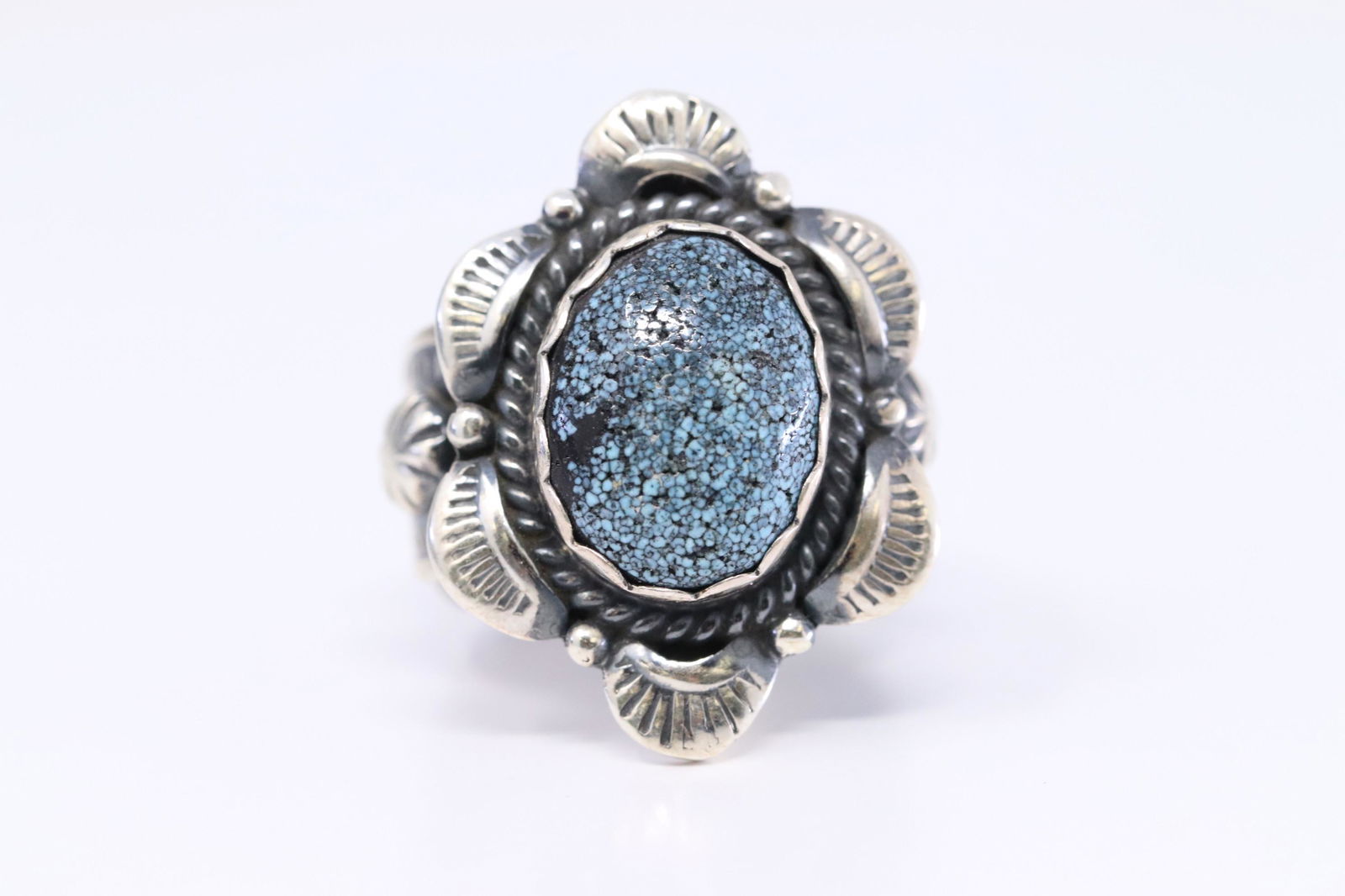 Sterling Silver Kingman Web Turquoise Ring Navajo (1 of 4)
