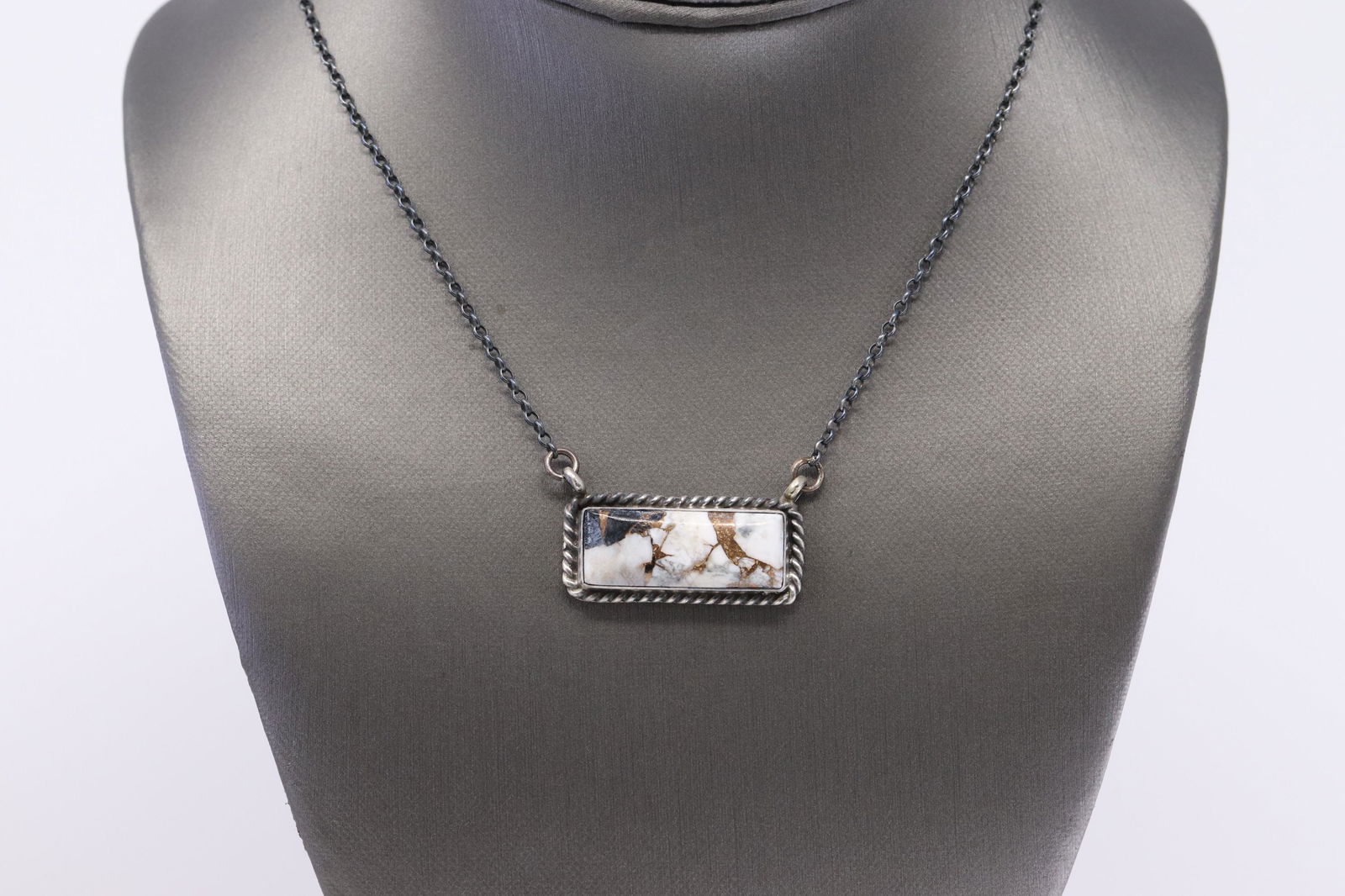 Navajo Handmade Sterling Silver White Buffalo Turquoise (1 of 4)