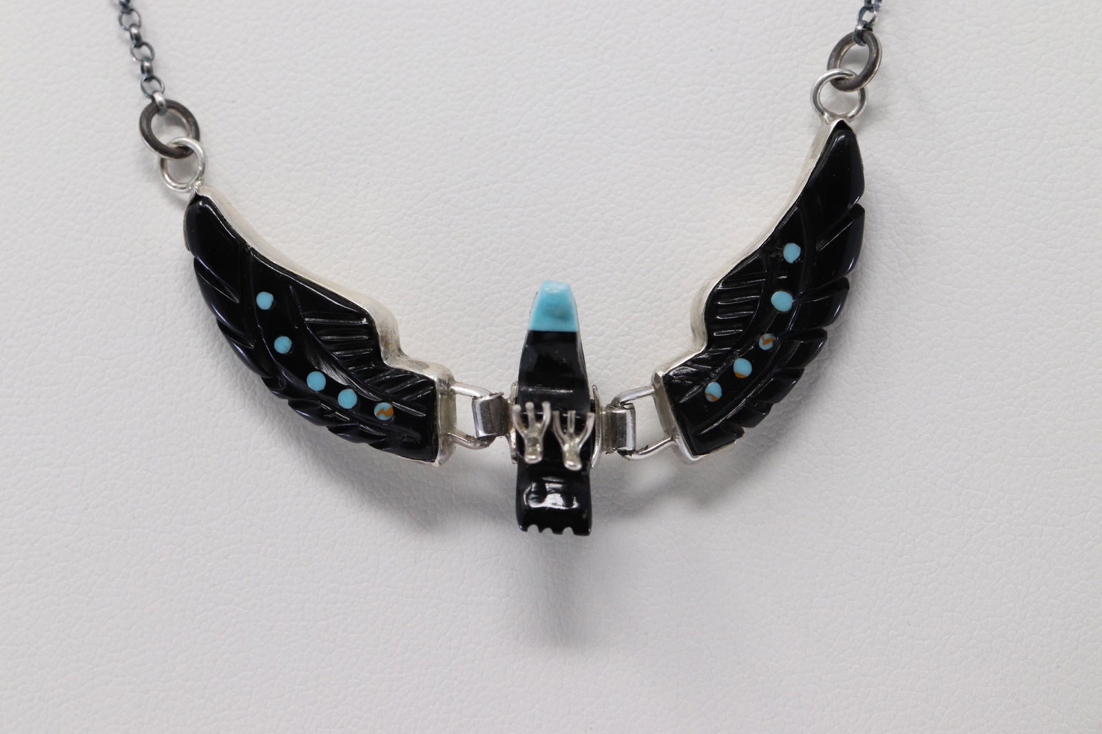Navajo Jet Turquoise Sterling Articulated Eagle (1 of 5)
