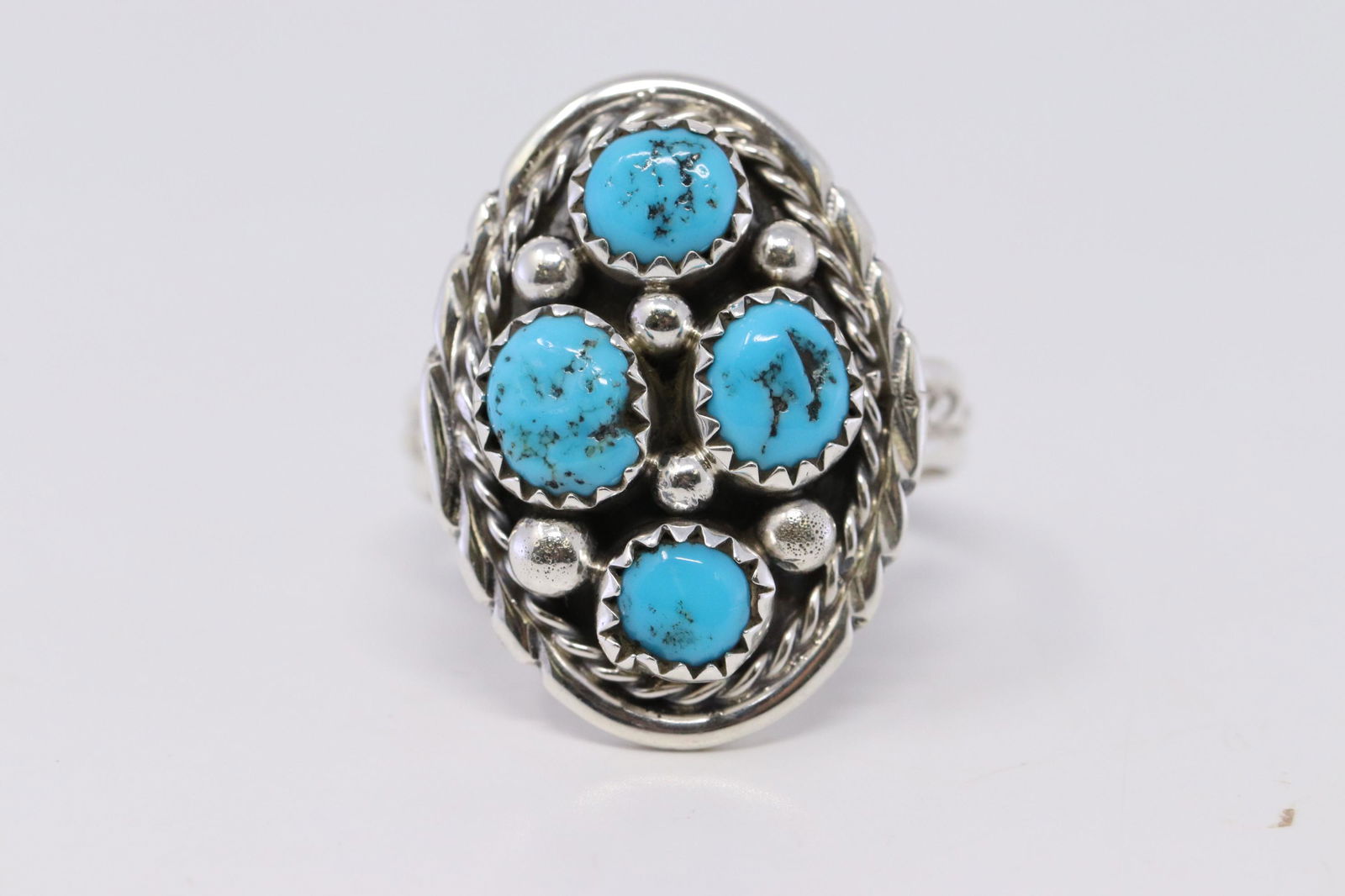 Native Navajo Sterling Silver Handmade Turquoise Ring (1 of 3)