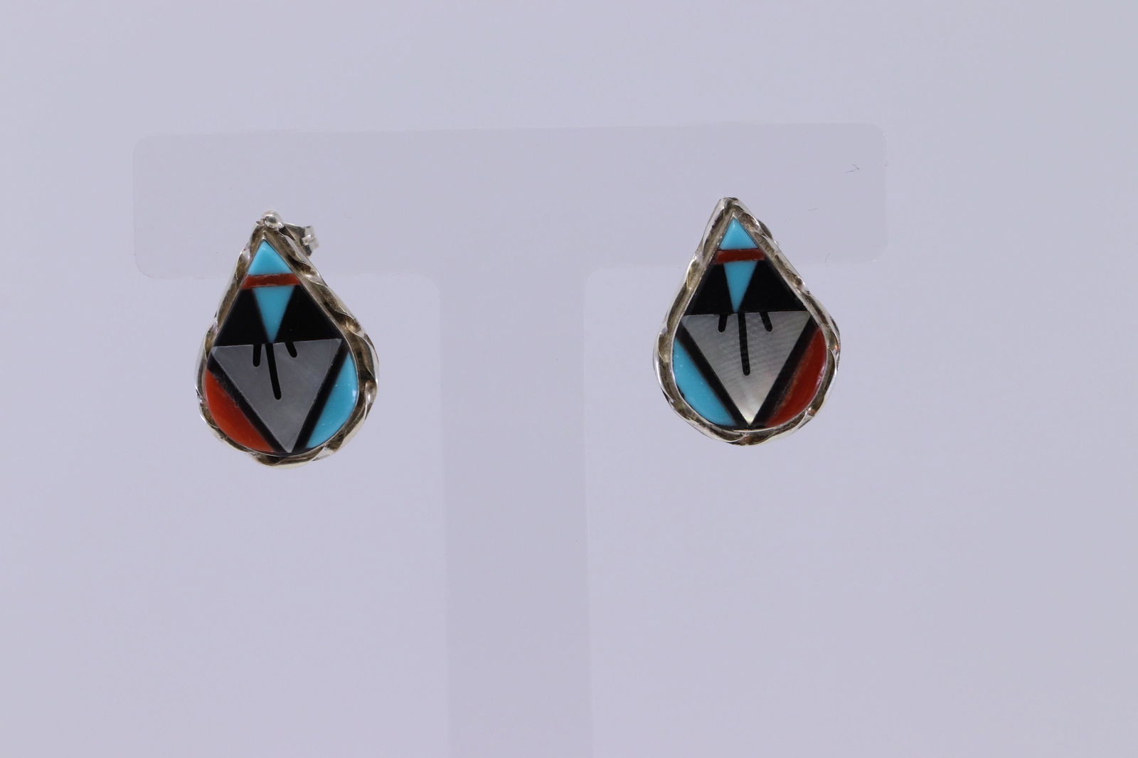 Native Zuni Handmade Sterling Silver Multistone Inlay (1 of 3)