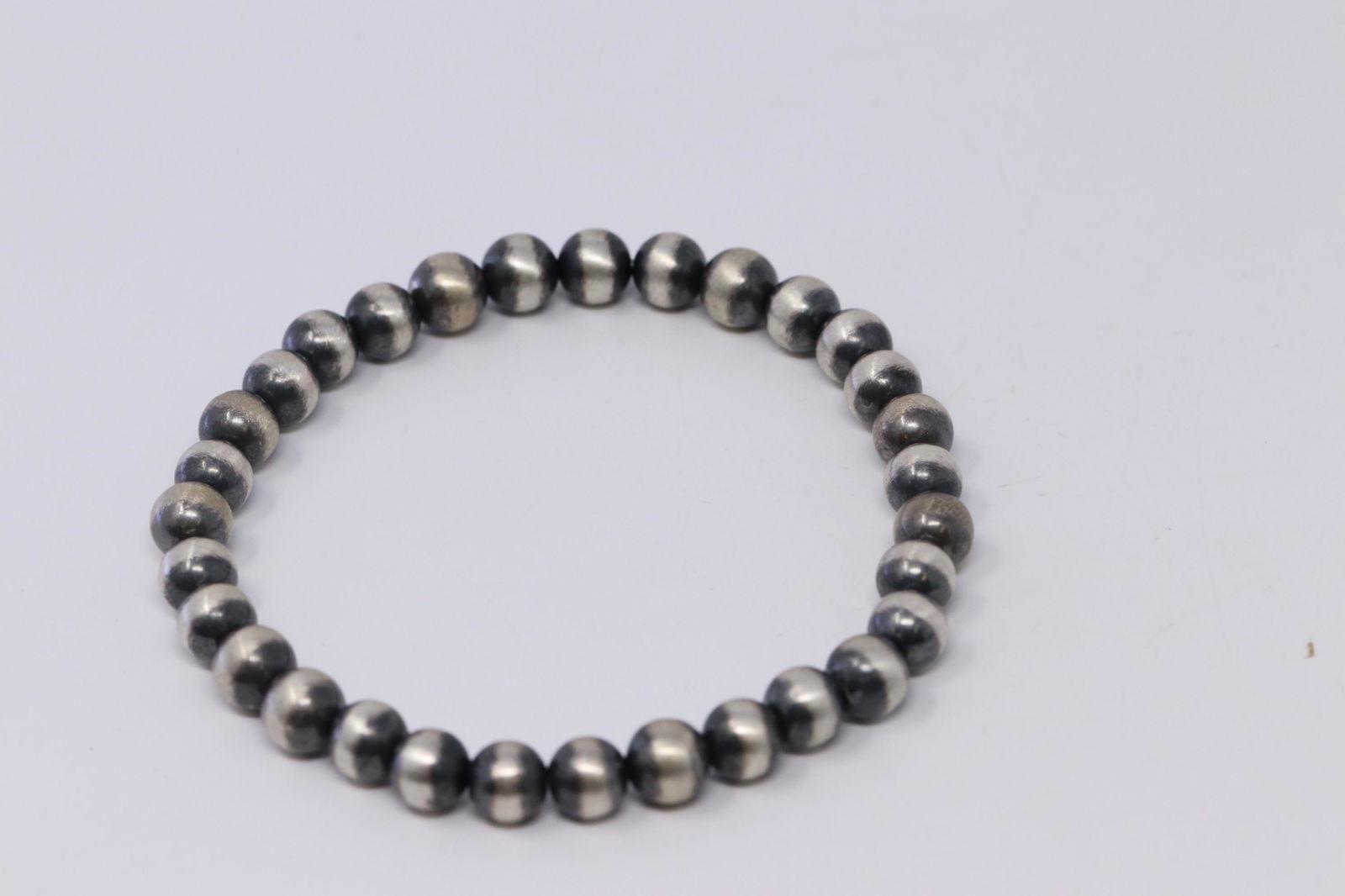 Sterling Silver Navajo Pearl Oxidize Bead Stretch (1 of 2)