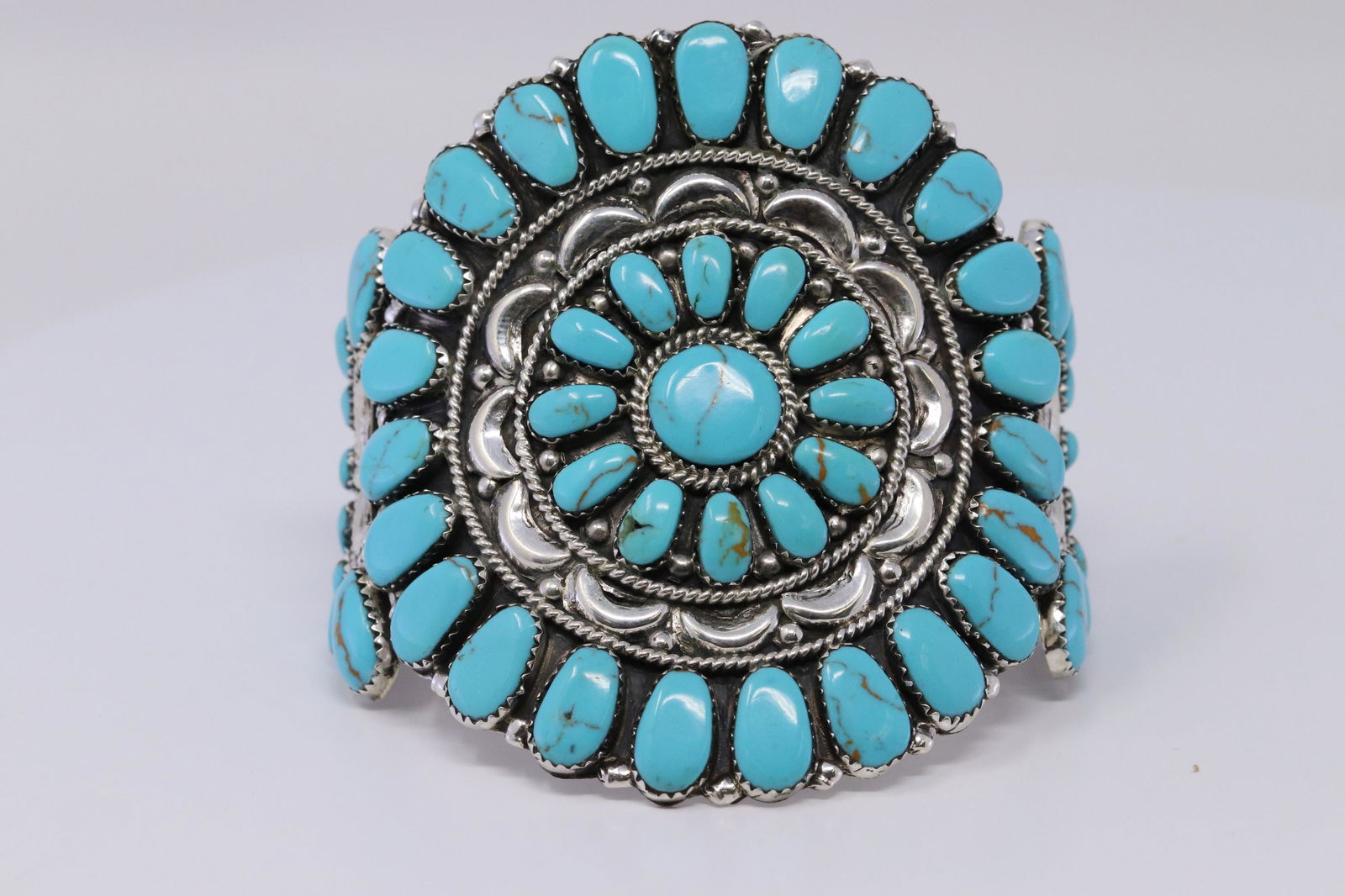 Navajo Sterling Silver Navajo Cluster Bracelet (1 of 4)