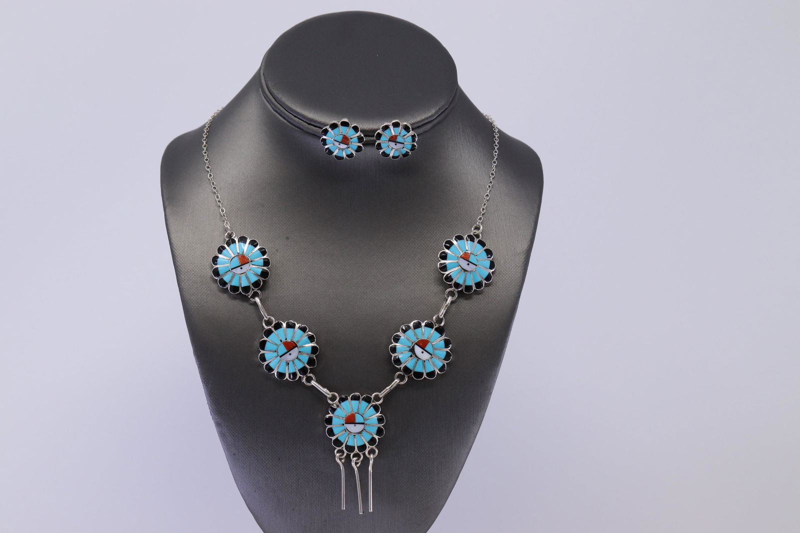 Native American Zuni Handmade Multi-Color Inlay Set. (1 of 4)