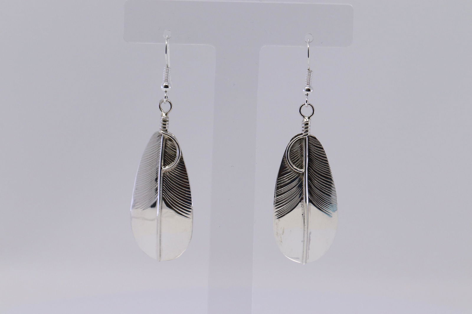Native American Navajo Sterling Silver Feather Earrings (1 of 3)