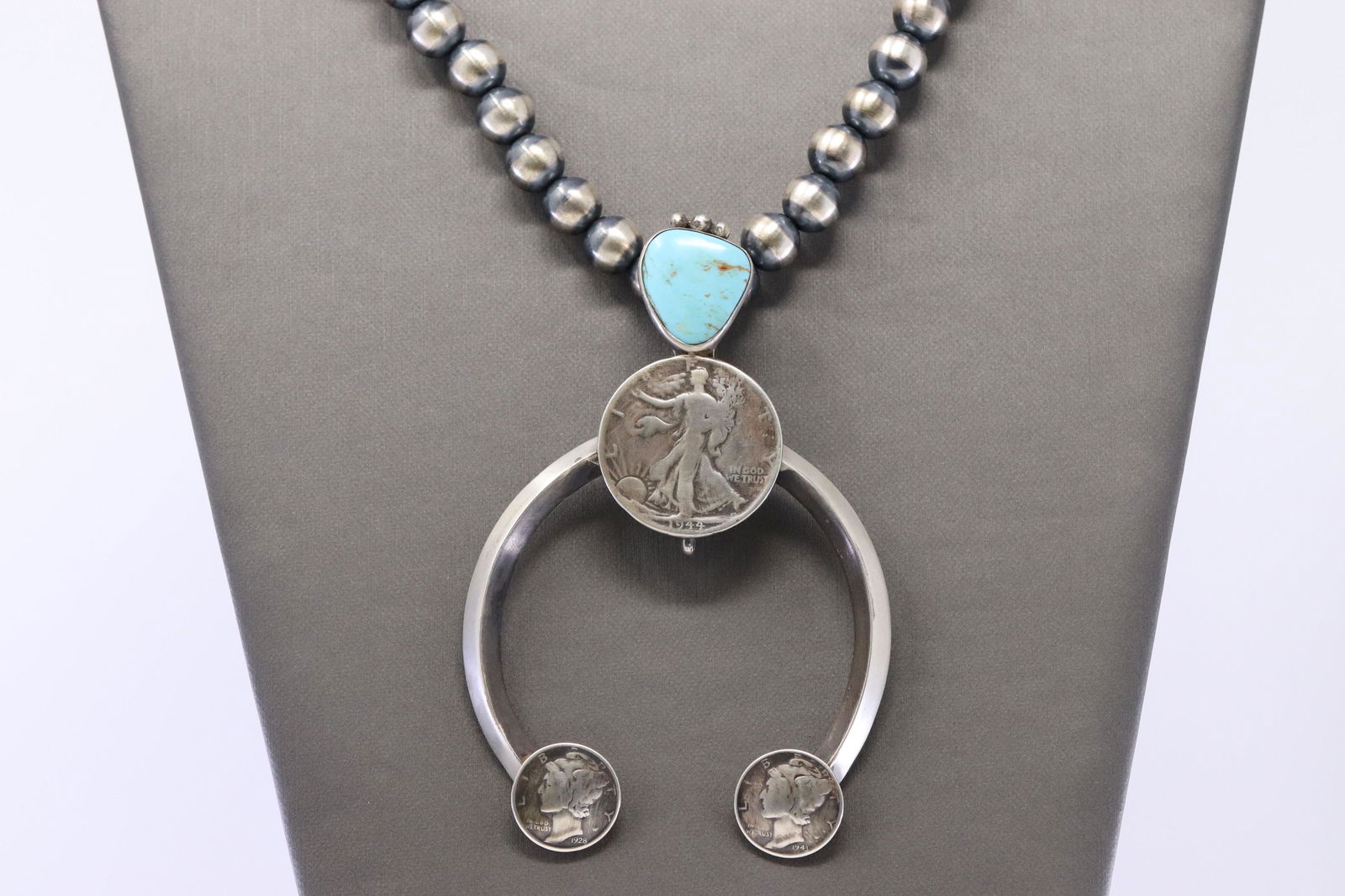 Native American Navajo Coin Silver Turquoise Mercury (1 of 7)