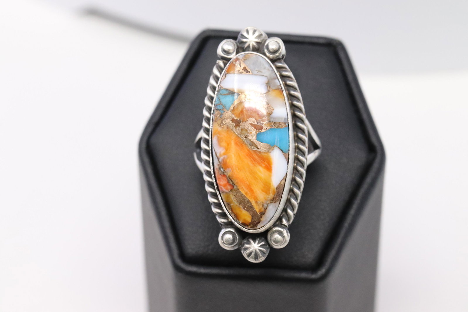 Native American Navajo Handmade Multi-Color Gemstones: This is a Native American Navajo Handmade Multi-Color Gemstones Ring By Alfred Martinez. Ring size is 6.50. REF:I754D652
