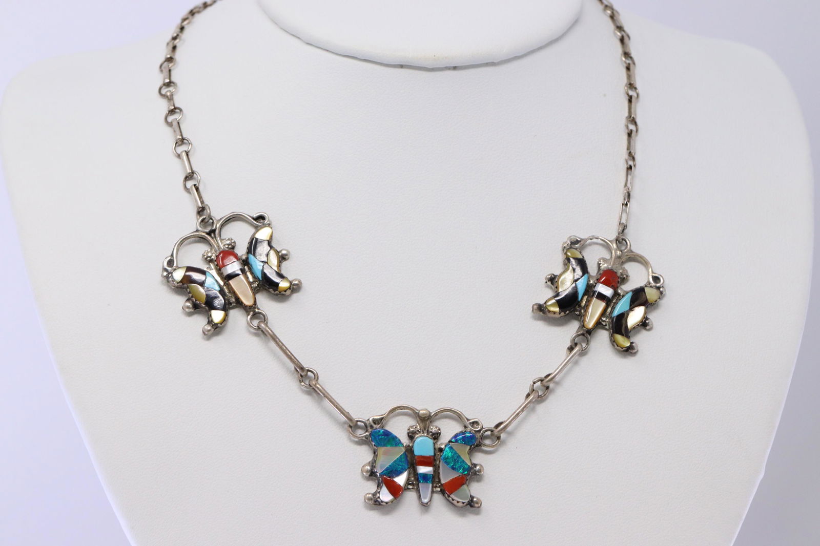 Native American Zuni Handmade Sterling Silver Necklace (1 of 4)