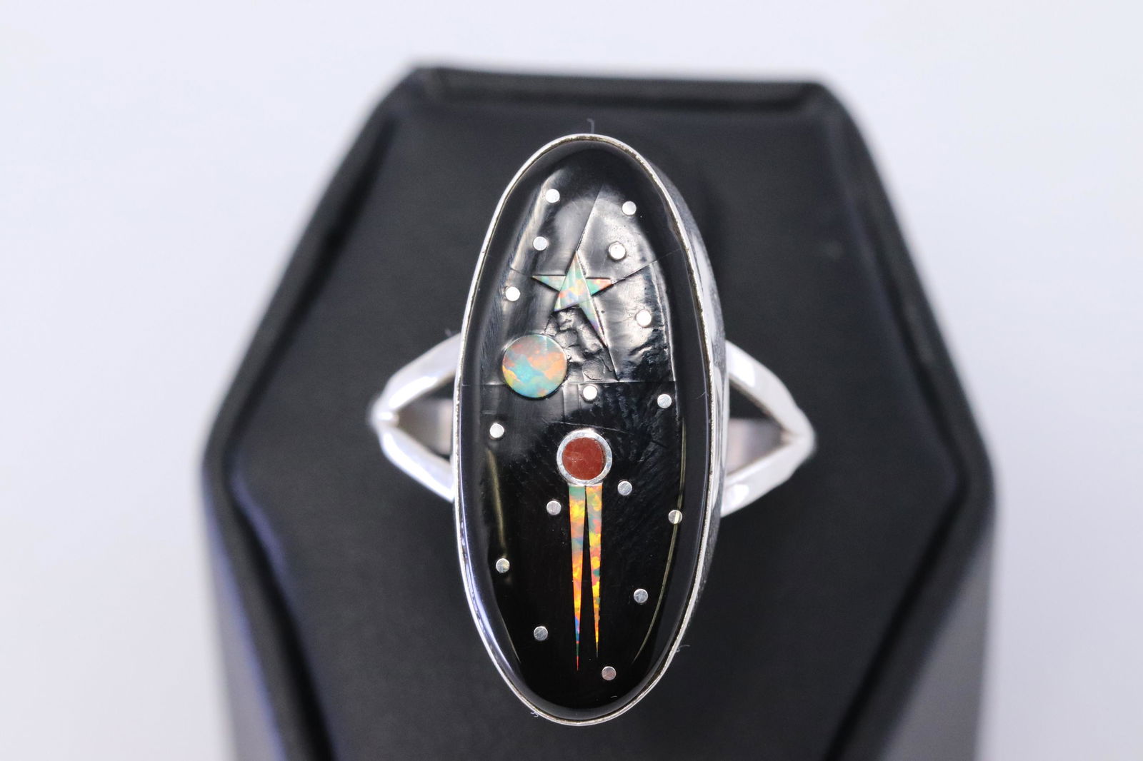 Navajo Handmade Sterling Silver Multi-Color Night Sky (1 of 4)