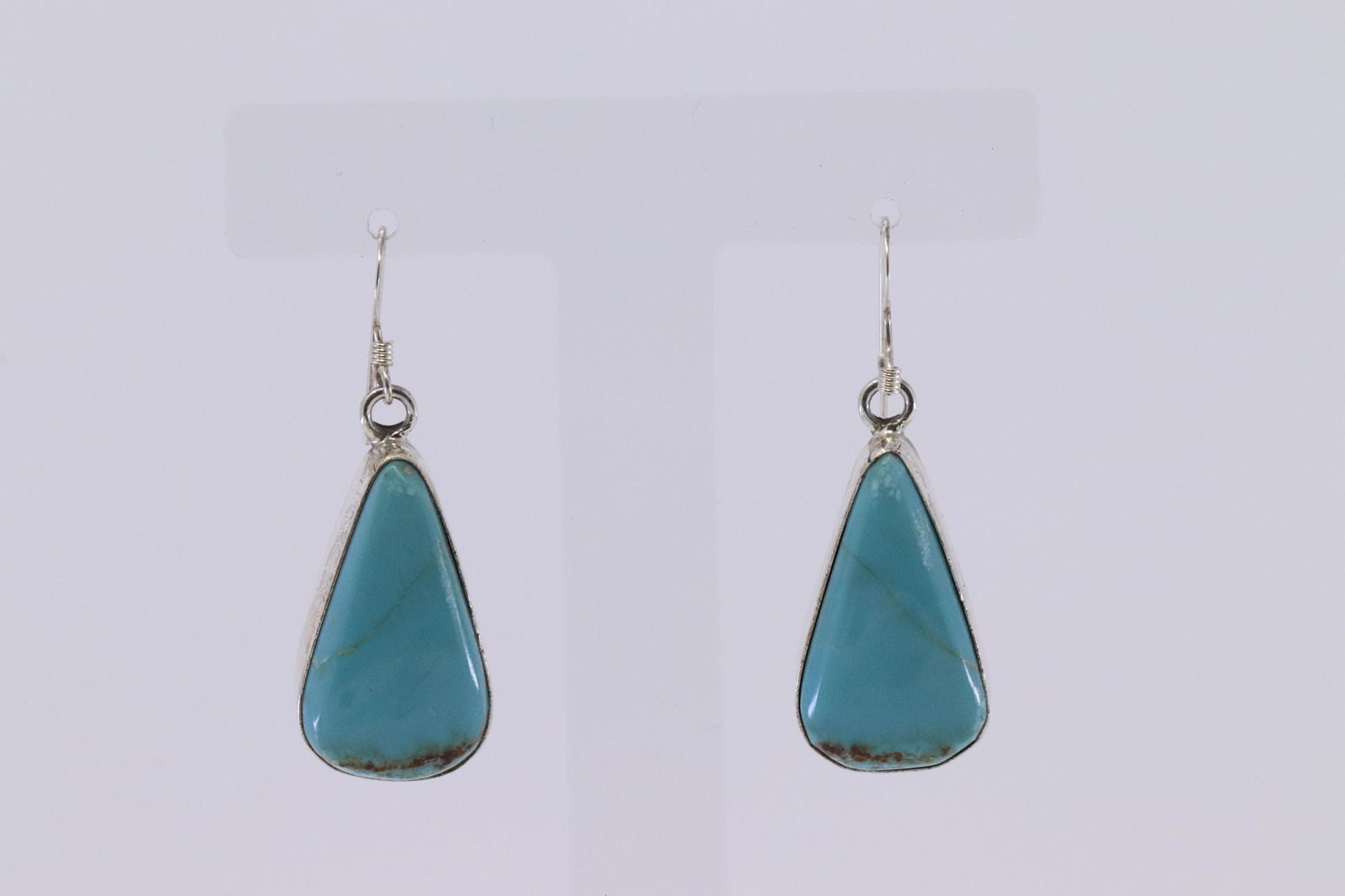 Navajo Handmade Kingman Turquoise Earrings Set In (1 of 3)