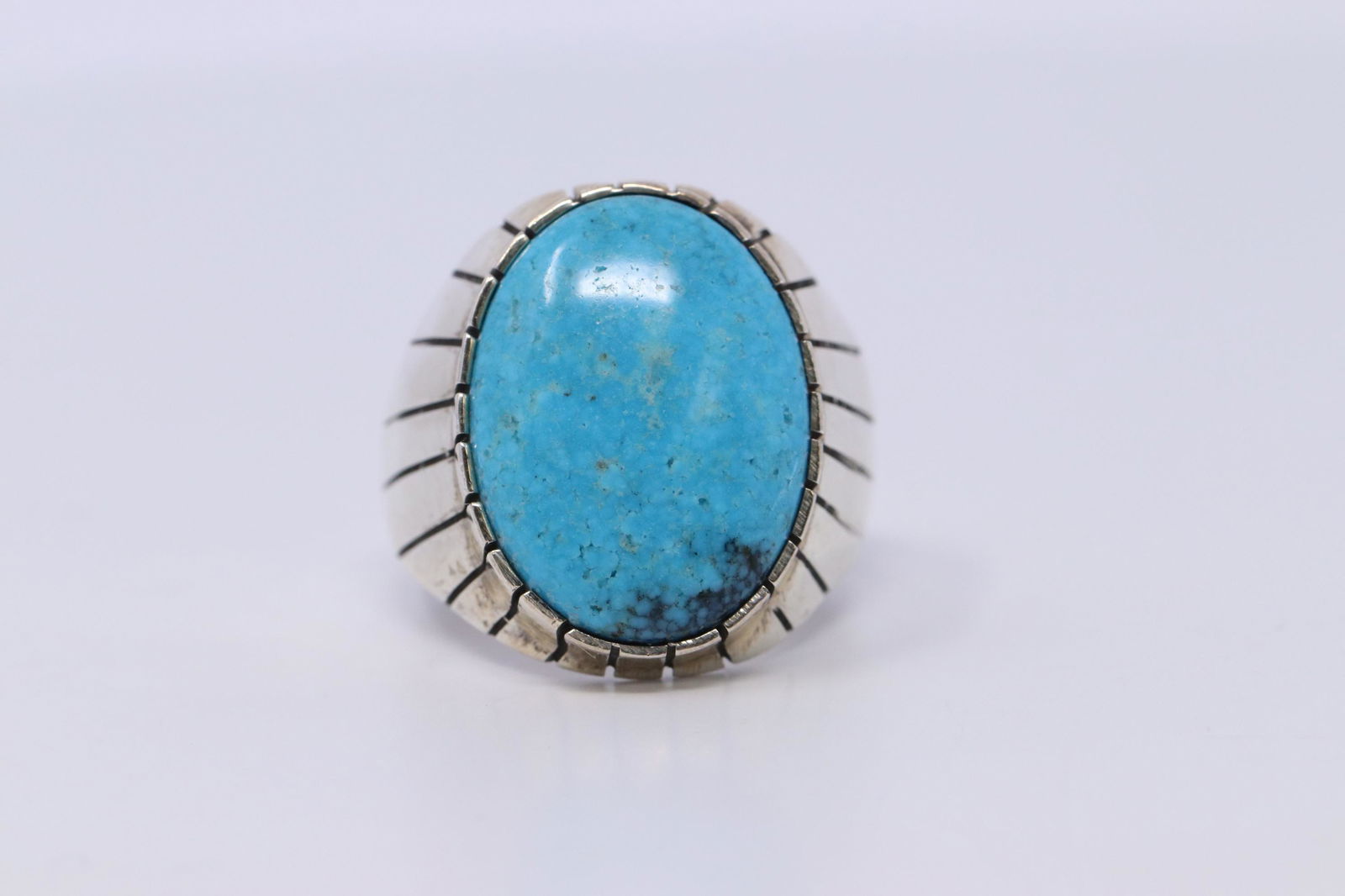 Native American Navajo Handmade Men's Turquoise Ring. (1 of 3)