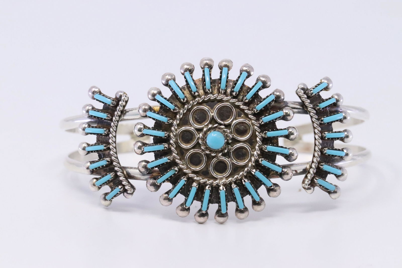 Zuni Sterling Silver Turquoise Needlepoint Cluster (1 of 3)