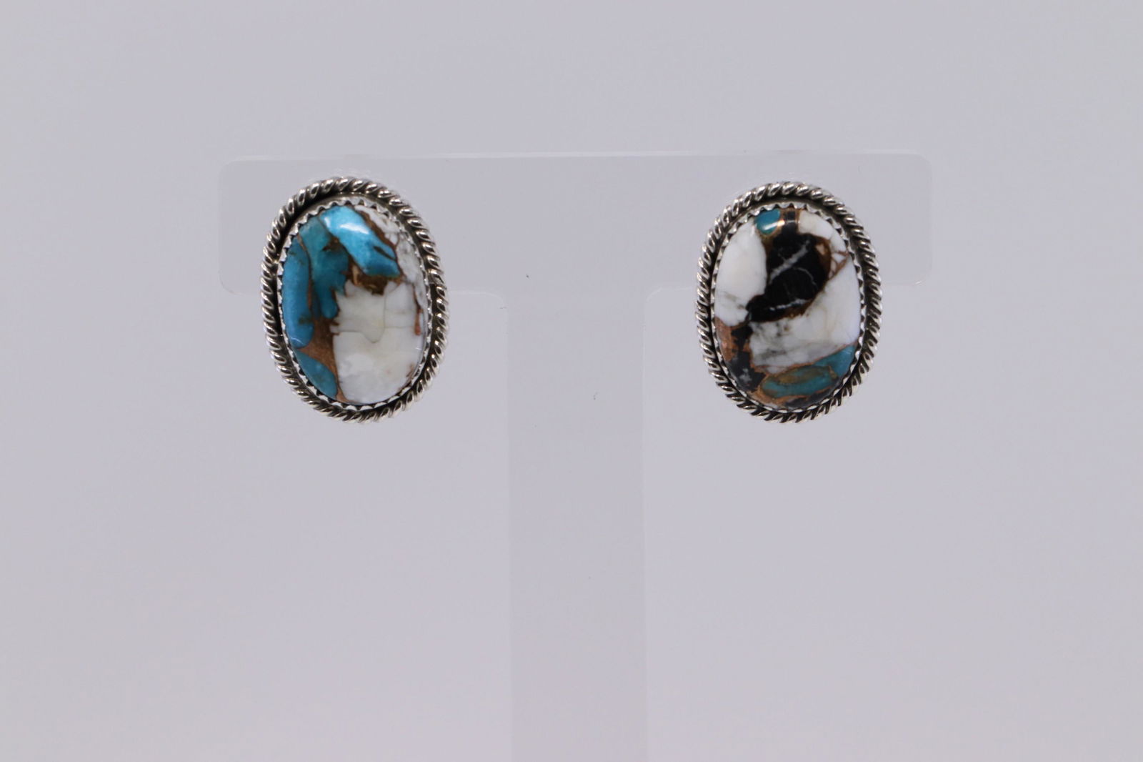 Navajo Handmade Multi-Color Earrings Set In Sterling (1 of 4)