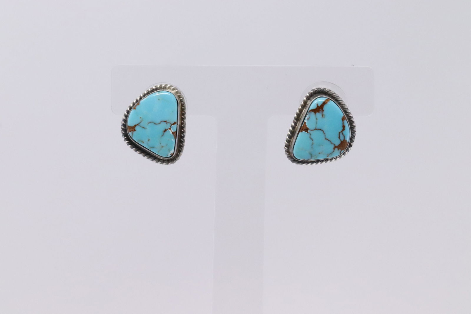 Navajo Handmade Turquoise Earrings Set in Sterling (1 of 3)