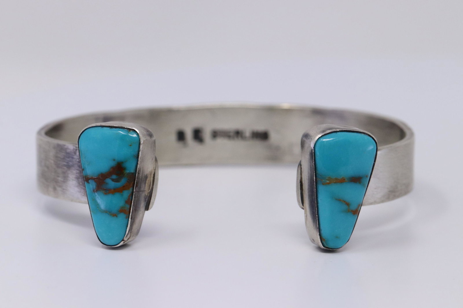Native American Handmade Sterling Silver Turquoise: This is a Native American Handmade Sterling Silver Turquoise Bracelet By Rick Enriquez.