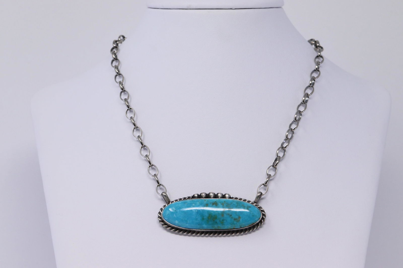Native American Navajo Turquoise Necklace in Sterling (1 of 4)