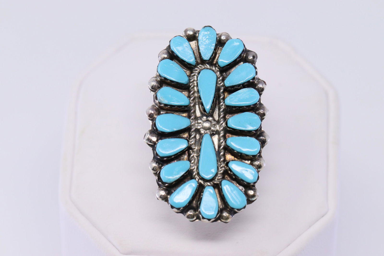 Native American Zuni Handmade Cluster Turquoise Ring By (1 of 4)