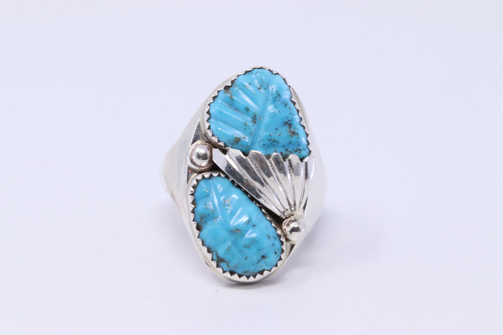 Native American Zuni Handmade Carved Turquoise Sterling (1 of 4)