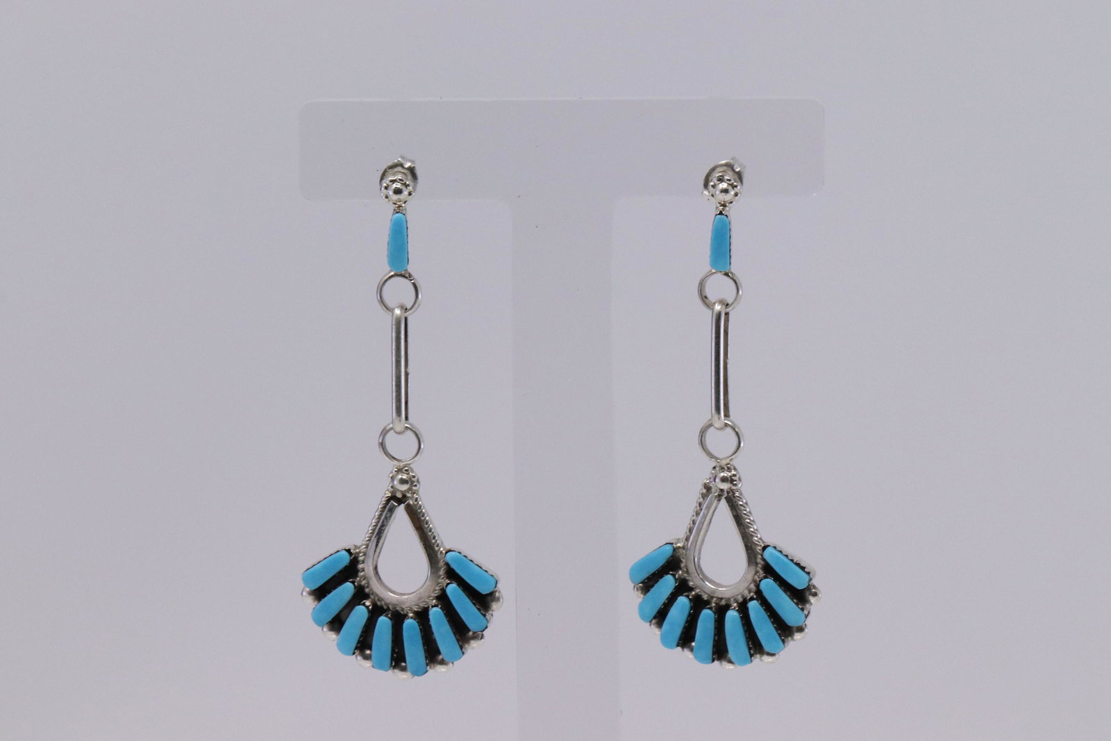 Native American Zuni Turquoise Sterling Silver Earrings (1 of 3)