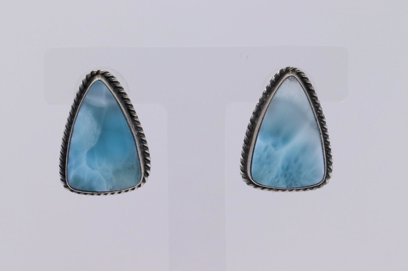 Navajo Handmade Sterling Silver Larimar Earring's By (1 of 3)