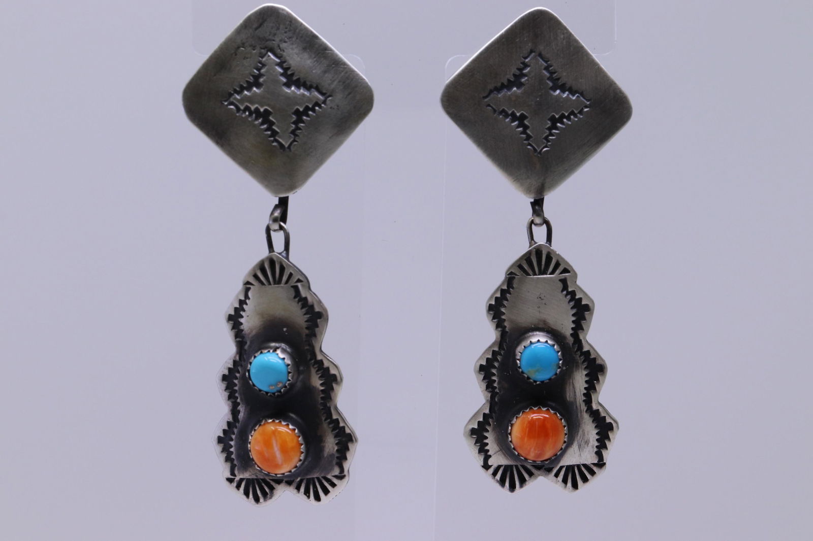 Navajo Kingman Turquoise/Spiny Sterling Silver Post (1 of 3)