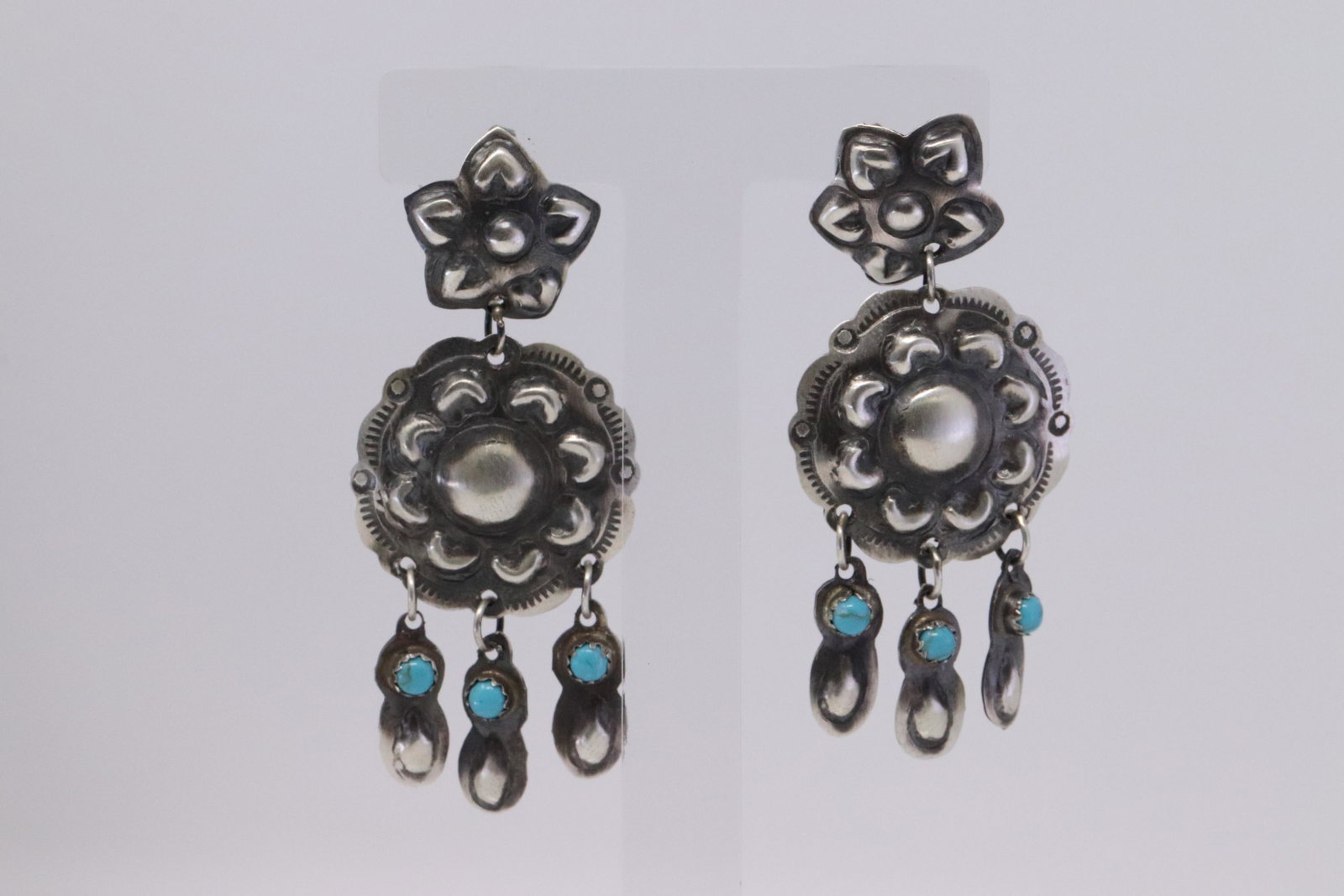 Native American Navajo Handmade Sterling Silver: This is a Native American Navajo Handmade Sterling Silver Turquoise Earrings by Tim Yazzie. Earrings Length is 3.00in