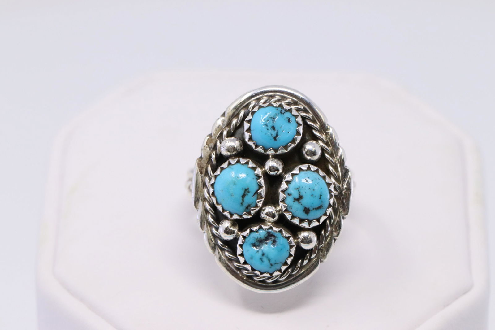 Native Navajo Sterling Silver Handmade Turquoise Ring (1 of 3)