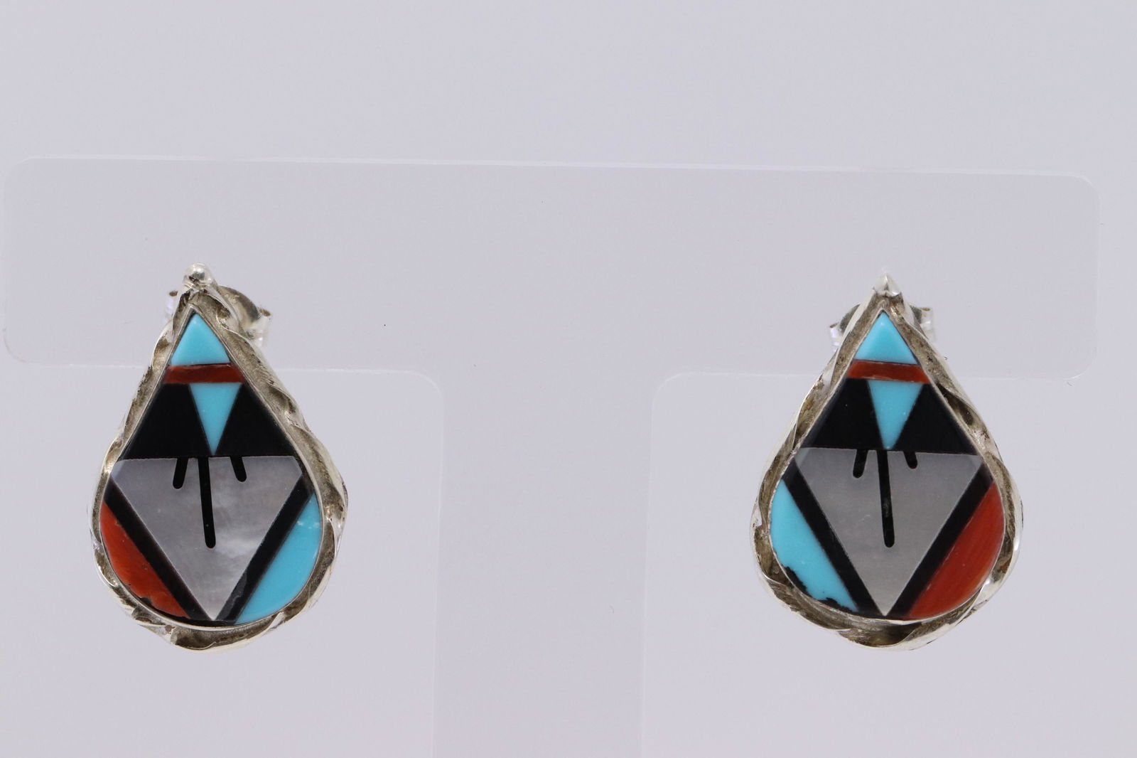 Native Zuni Handmade Sterling Silver Multistone Inlay (1 of 4)