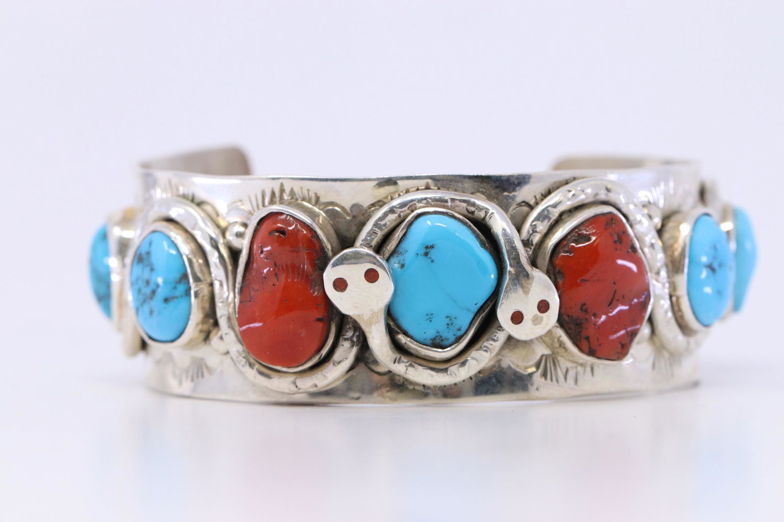 Native American Handmade Zuni Turquoise & Coral (1 of 6)