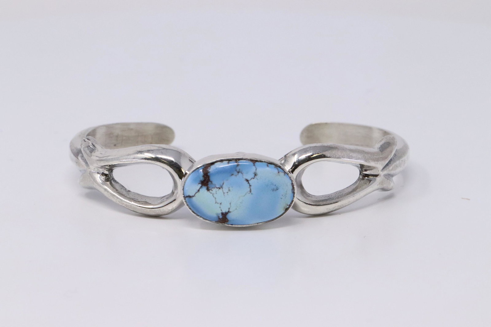 Native American Navajo Handmade Sterling Silver Golden: This is a Native American Navajo Handmade Sterling Silver Golden Hill Bracelet by Larry Yazzie. Bracelet Measurement inside is 5.00in