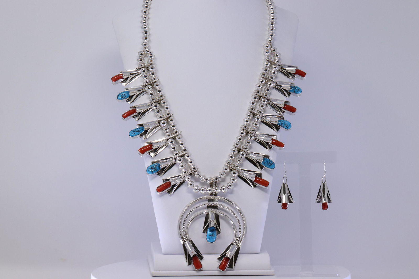 Native American Navajo Turquoise And Coral Sterling (1 of 6)