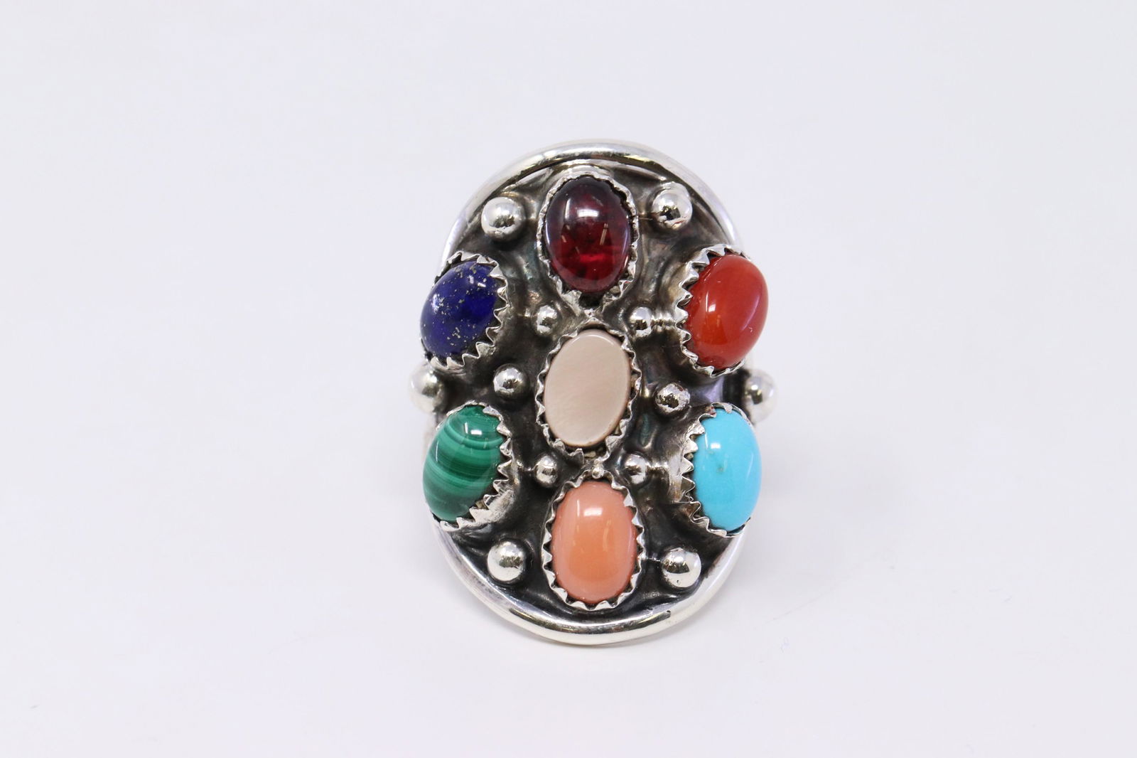Native American Navajo Sterling Silver Handmade: This is a Native American Navajo Sterling Silver Handmade Multi-Color Ring By Rita Dawes. Ring size is 6.00.